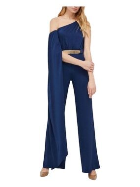 New Guess by Marciano Red One-Shoulder Draped Sleeve Jumpsuit SZ 2